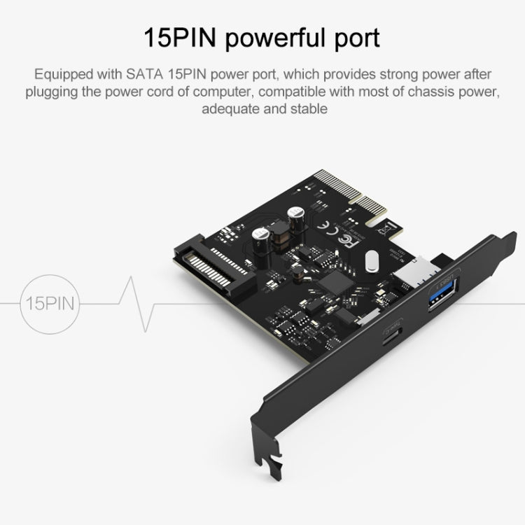 ORICO PA31-AC 台式機主板USB3.1 A/C雙口擴展卡