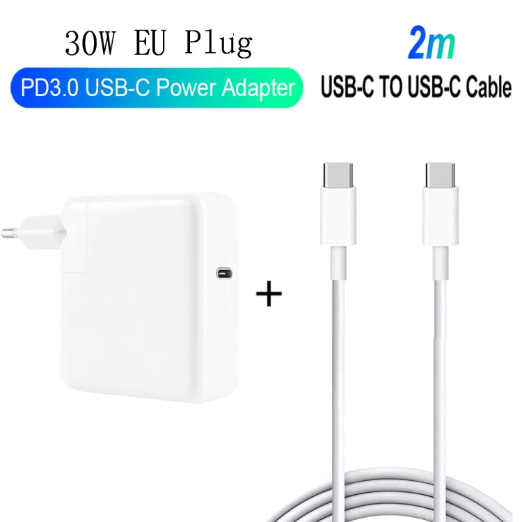 2合1 PD 30W USB-C / Type-C + PD 3.0 USB-C / Type-C 轉 USB-C / Type-C  快充數據線套裝，線長：2m 歐規