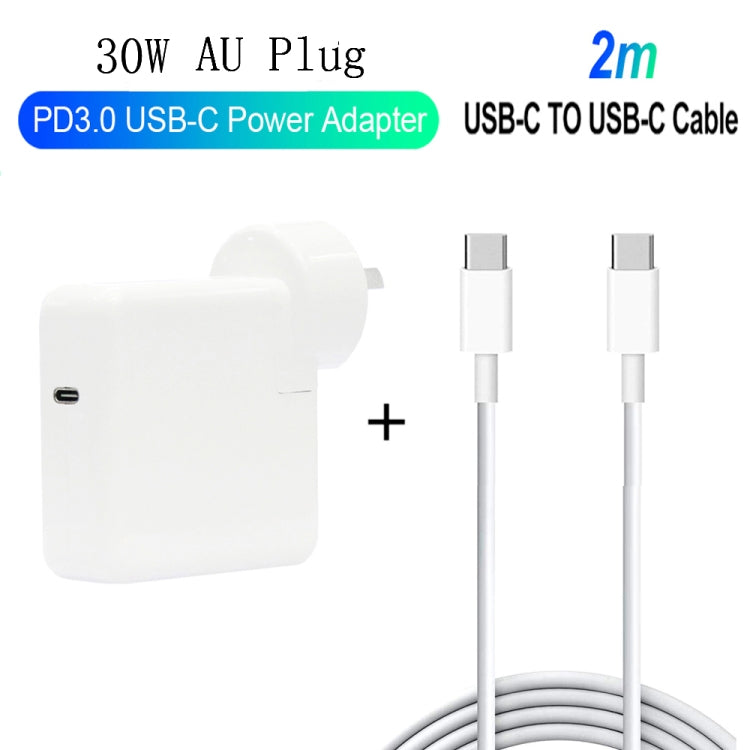 2合1 PD 30W USB-C / Type-C + PD 3.0 USB-C / Type-C 轉 USB-C / Type-C  快充數據線套裝，線長：2m 澳規