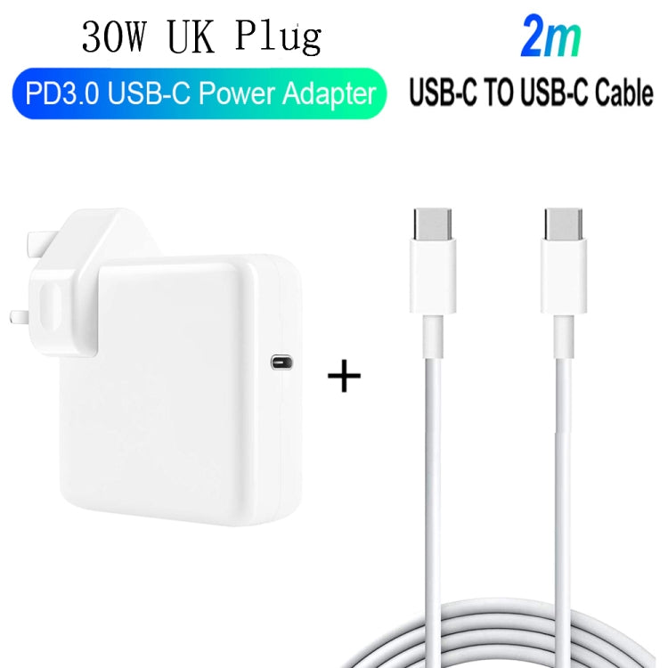 2合1 PD 30W USB-C / Type-C + PD 3.0 USB-C / Type-C 轉 USB-C / Type-C  快充數據線套裝，線長：2m 英規
