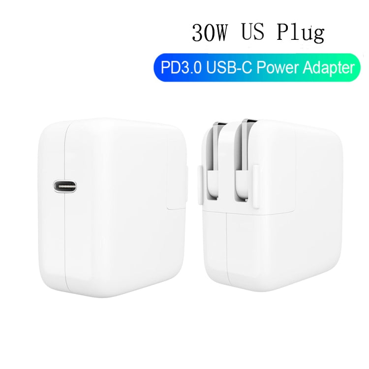 2合1 PD3.0 30W Type-C 旅行充帶可拆卸腳 + PD3.0 3A Type-C轉8 Pin 快充數據線套裝，線長：1m，美規