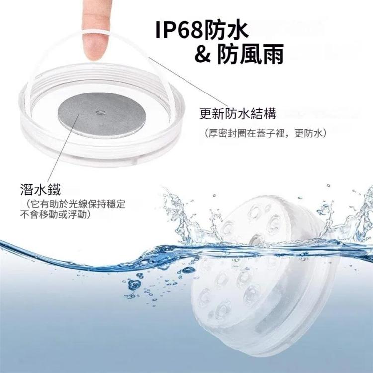 16色13LED水下泳池潜水燈 可遙控調光吸盤水底燈