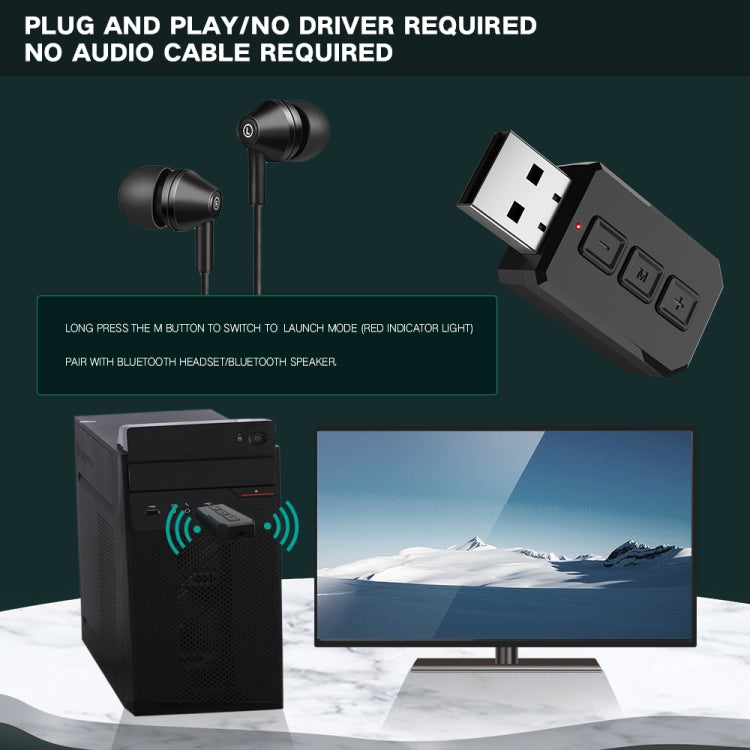 RT02 二合一USB藍牙音頻適配器接收發射 免提通話車載藍牙接收器