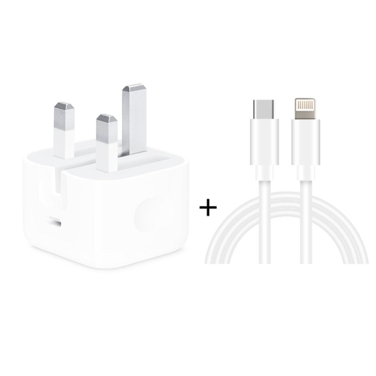 A2344 20W PD 3.0 Type-C/USB-C摺疊旅行充+USB-C / Type-C轉8 Pin 快充數據線套裝，英規，線長：2m