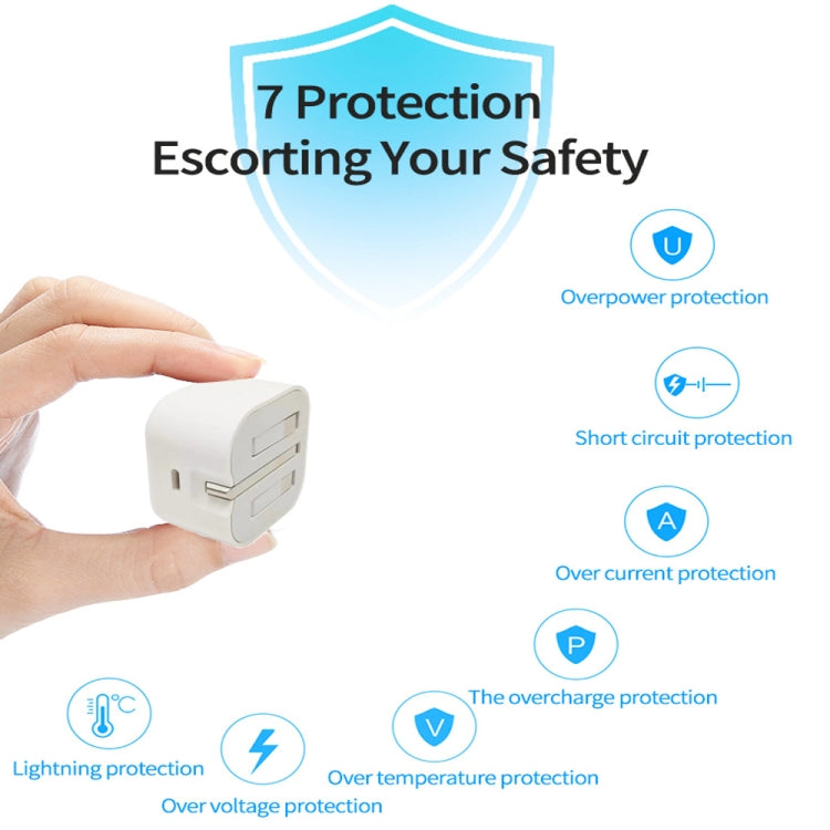 A2344 20W PD 3.0 Type-C/USB-C摺疊旅行充+USB-C / Type-C轉8 Pin 快充數據線套裝，英規，線長：2m