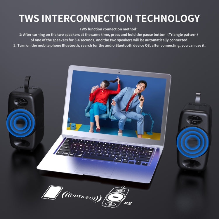 BT08 便攜式柱狀藍牙音箱，支持TF卡/FM /3.5mm AUX/U盤