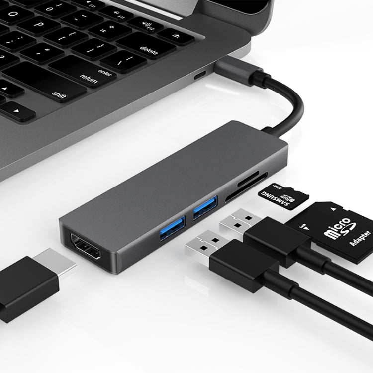 五合一 type-c轉 HDMI + 2 x USB 3.0 + SD / TF卡槽 五合一