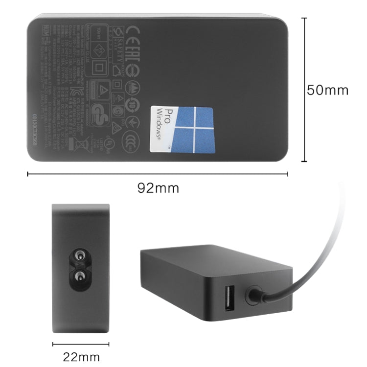 36W 12V2.58A/5V1A AC適配器充電器 適用於Microsoft Surface Pro 3 / 4，美規