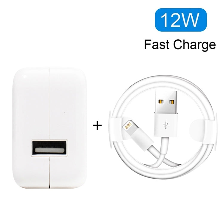 XJ-12W 12W USB 充電器 + USB轉8 Pin數據線for iPad / iPhone / iPod系列, 歐規