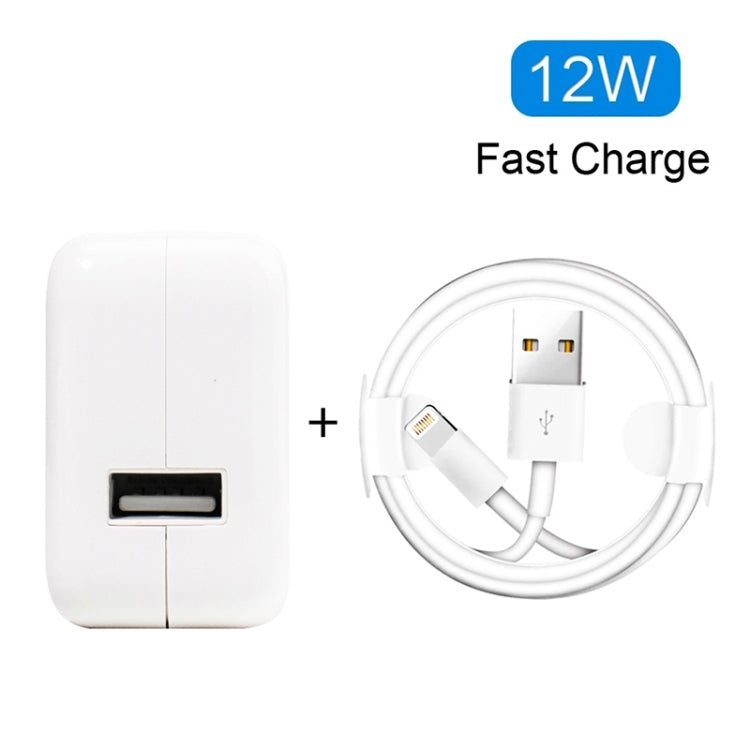 XJ-12W 12W USB 充電器 + USB轉8 Pin數據線for iPad / iPhone / iPod系列, 英規
