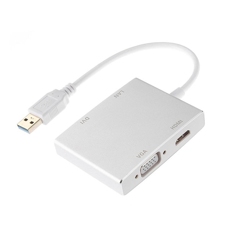 WS-03 4合1 USB3.0 轉 VGA + HDMI + DVI +RJ45有線網卡以太網轉換器