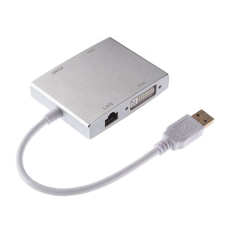 WS-03 4合1 USB3.0 轉 VGA + HDMI + DVI +RJ45有線網卡以太網轉換器