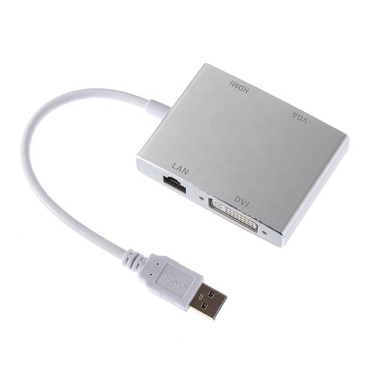 WS-03 4合1 USB3.0 轉 VGA + HDMI + DVI +RJ45有線網卡以太網轉換器