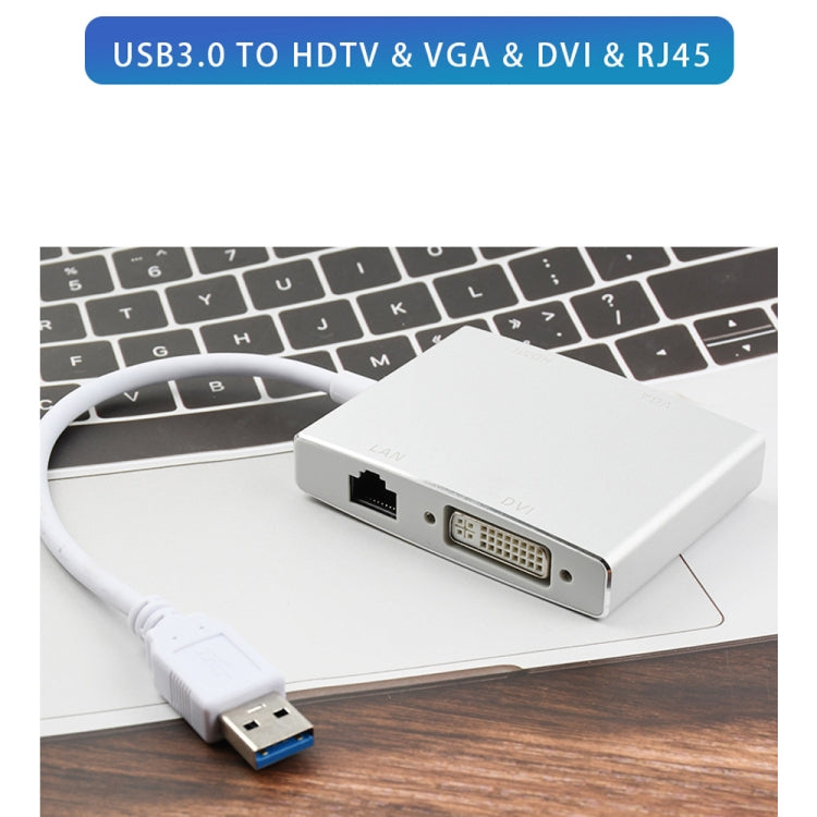 WS-03 4合1 USB3.0 轉 VGA + HDMI + DVI +RJ45有線網卡以太網轉換器