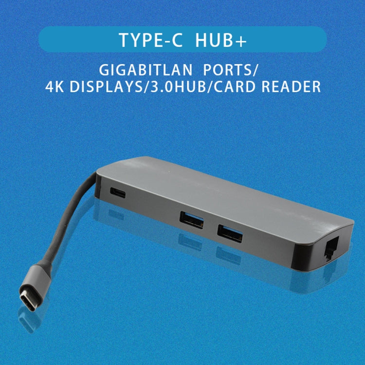 WS-11 8合1 Type-C 轉 HDMI + VGA + SD + TF + RJ45 + PD + 2 x USB3.0集線器適配器轉換器