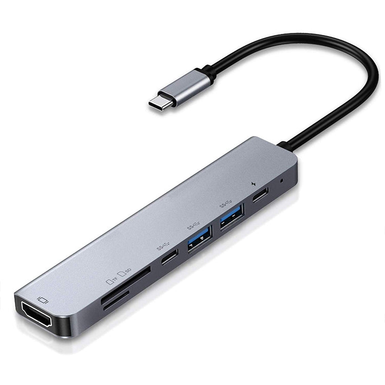 7合一type-c轉HDMI+SD/TF+2xType-C+2xUSB3.0多功能擴展塢