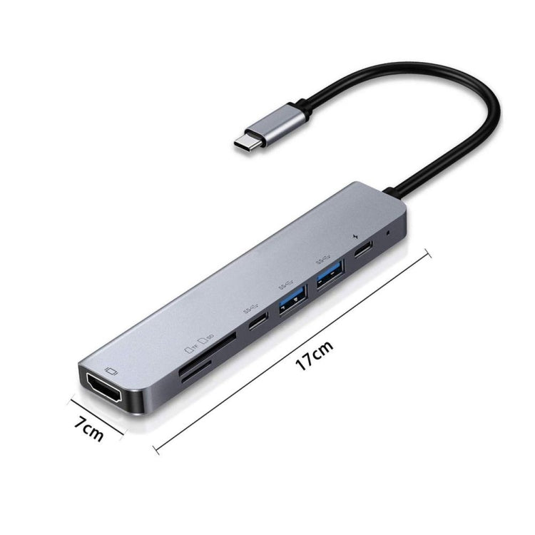 7合一type-c轉HDMI+SD/TF+2xType-C+2xUSB3.0多功能擴展塢