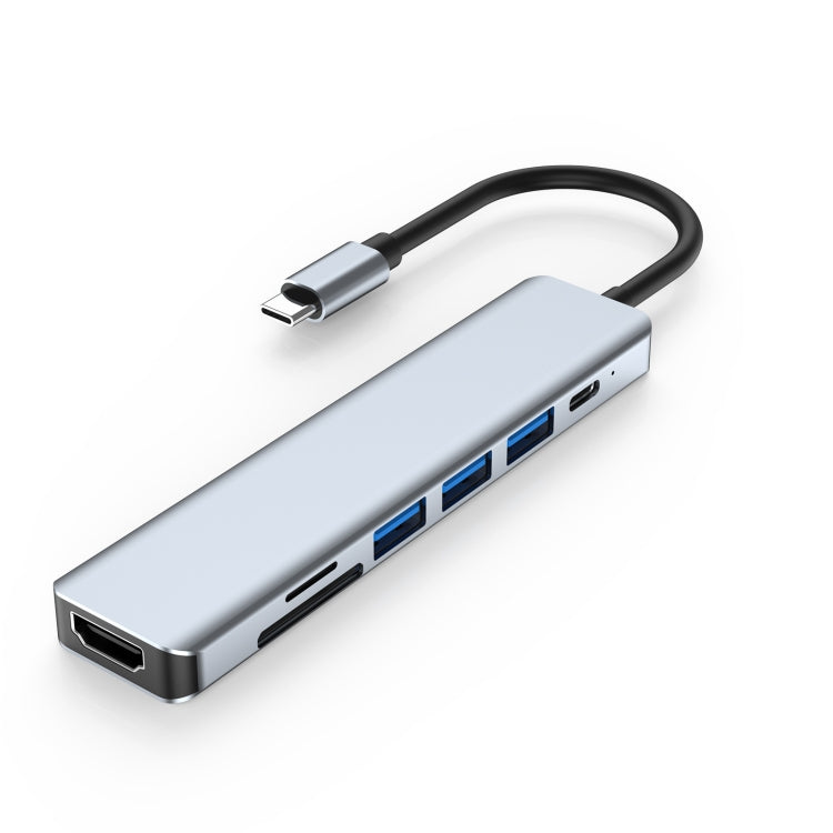 七合一 TYPE-C轉HDMI+USB3.0+USB2.0*2+PD充電+SD/TF拓展塢
