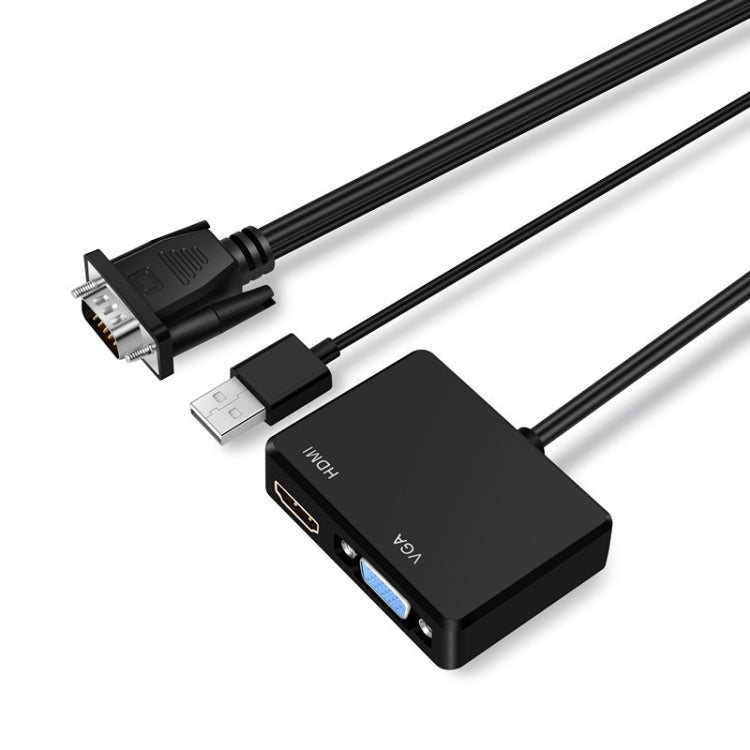 VGA轉hdmi+vga線轉換器帶音頻供電接口