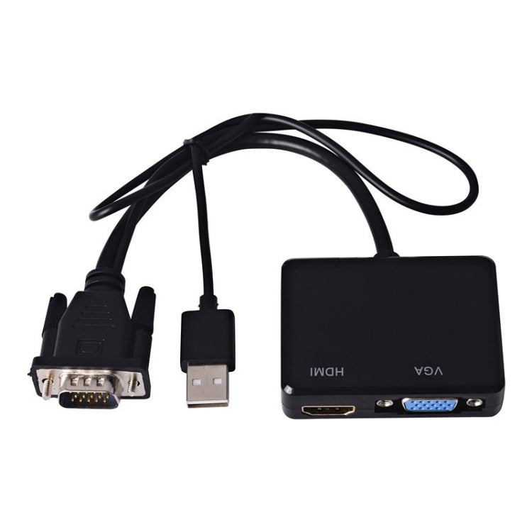 VGA轉hdmi+vga線轉換器帶音頻供電接口