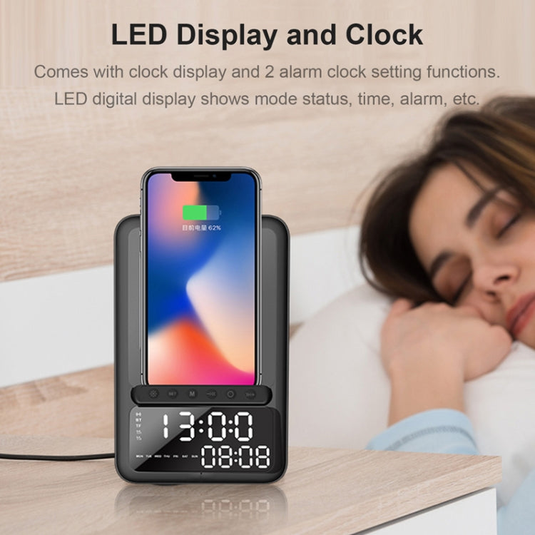 AEC BT512 多功能藍牙音箱10W無線充電器LED桌面电子鬧鐘