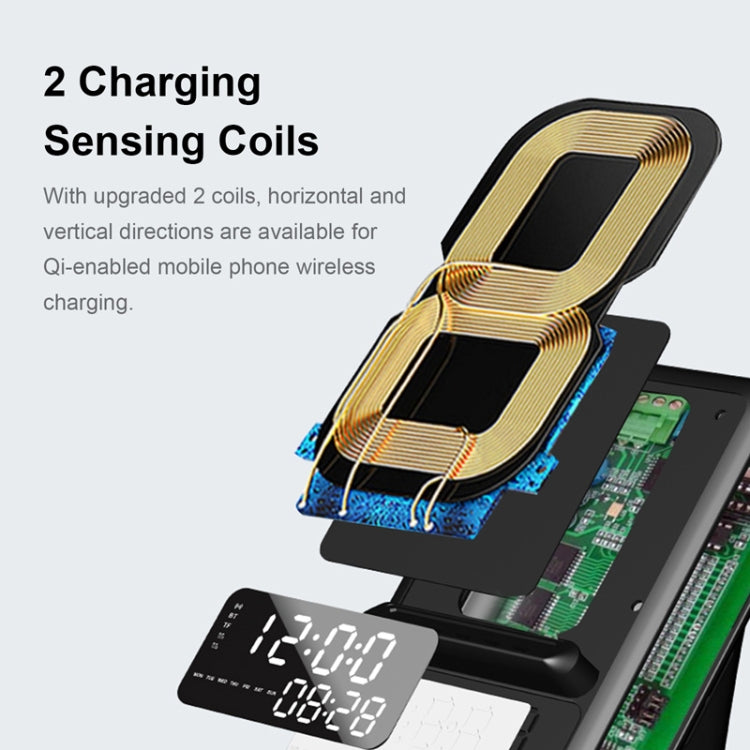 AEC BT512 多功能藍牙音箱10W無線充電器LED桌面电子鬧鐘
