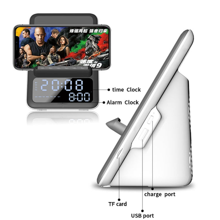 AEC BT512 多功能藍牙音箱10W無線充電器LED桌面电子鬧鐘