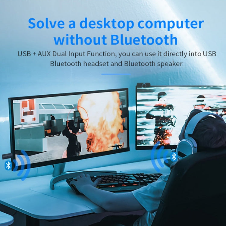 TX35 藍牙5.2發射器一拖二USB/AUX雙輸出