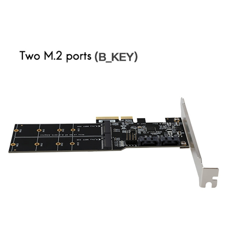 PCIE3.0 X4通道轉2口M.2(B-KEY)及2口SATA3.0轉接卡