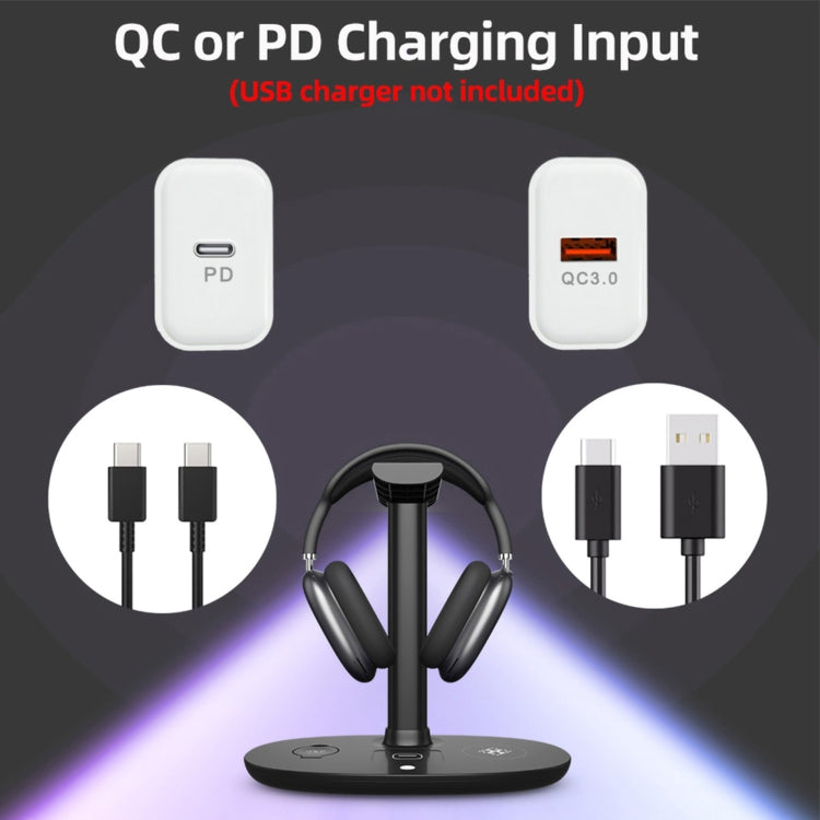 B-15A 四合一頭戴式耳機掛架&手機手錶無線充