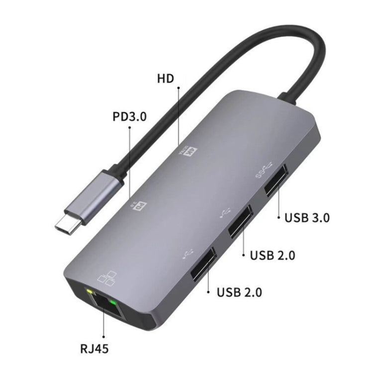 UC910 6合1 Type-C轉HD+PD3.0+RJ45+USB3.0+USB2.0 x 2 HUB適配器