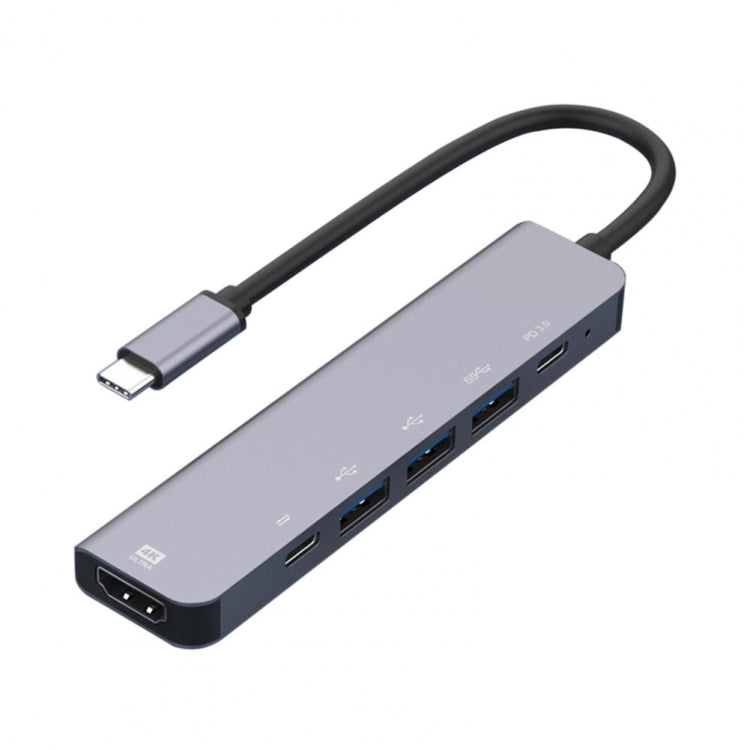 6 合 1 Type-C 轉 HDMI + PD + Type-C + USB3.0 + USB2.0 x 2 擴展塢