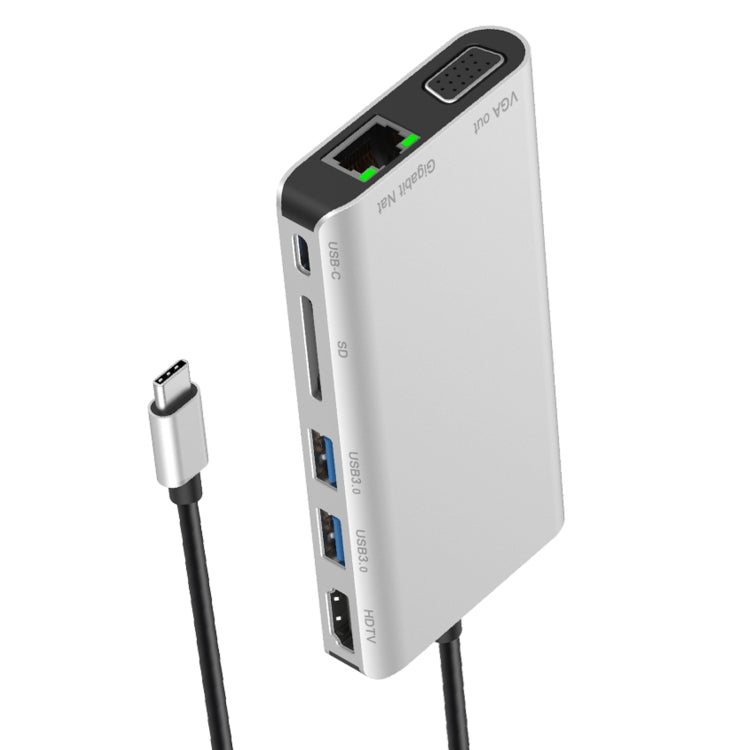 7合1 Type-C轉RJ45+VGA+Type-C+SD卡槽+USB3.0 x 2+HDMI Dock 集線器適配器