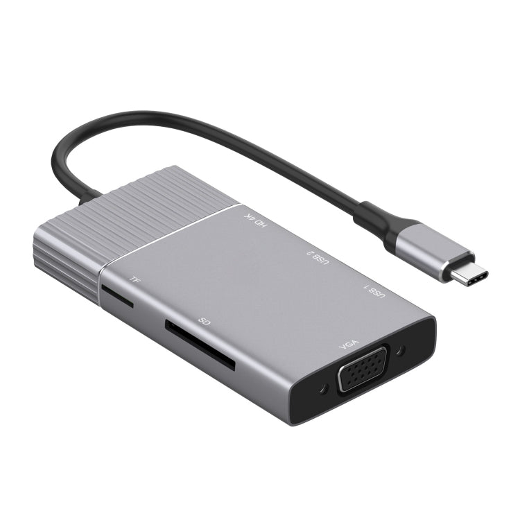 8合1 Type-C轉HDMI + Type-C + USB x 2 + VGA + SD + TF + 3.5mm HUB適配器