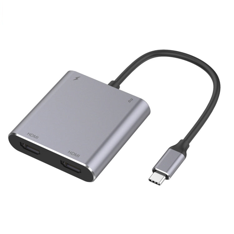 四合一 Type-C轉雙HDMI+USB+Type-C 擴展塢