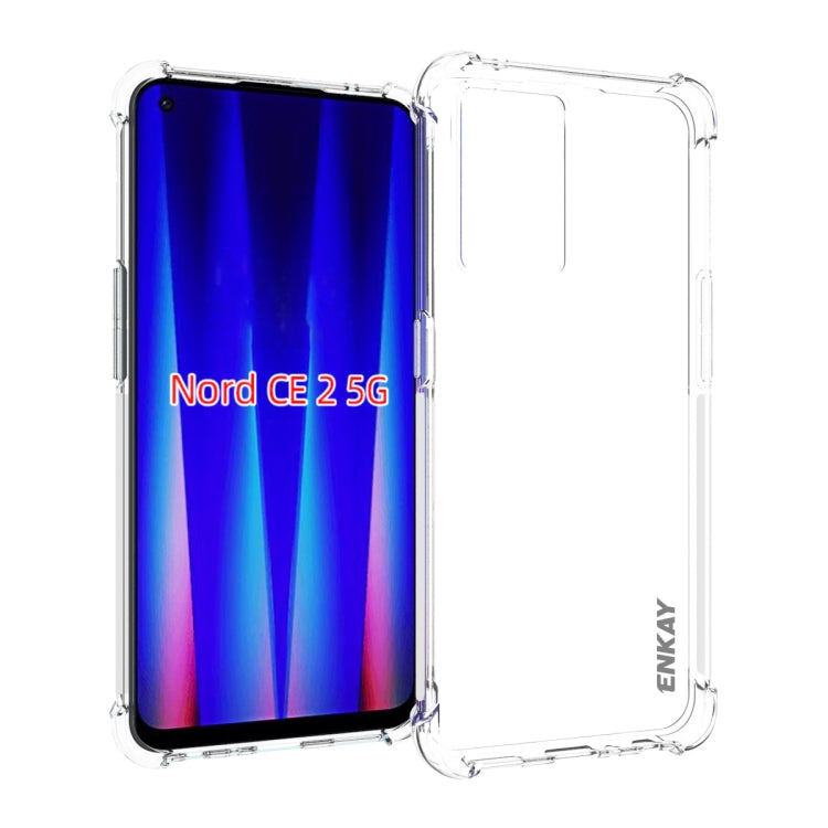 適用於 一加Nord CE 2 5G ENKAY 透明防摔系列 四角加厚帶防滑條透明TPU手機防摔保護殼