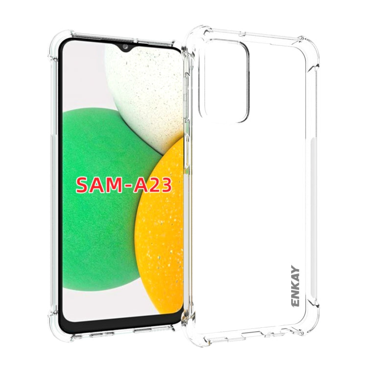 適用於 三星Galaxy A23 ENKAY 透明防摔系列 四角加厚帶防滑條透明TPU手機防摔保護殼