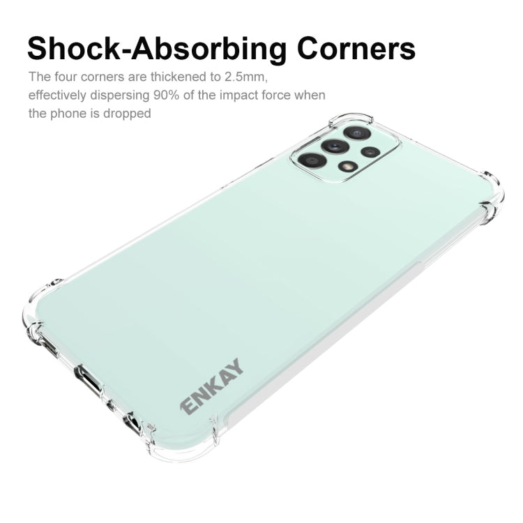 適用於 三星Galaxy A23 ENKAY 透明防摔系列 四角加厚帶防滑條透明TPU手機防摔保護殼
