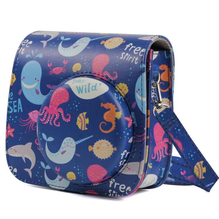 海洋世界圖案肩包保護套適用於Fujifilm Instax Mini 8 8+ 9相機