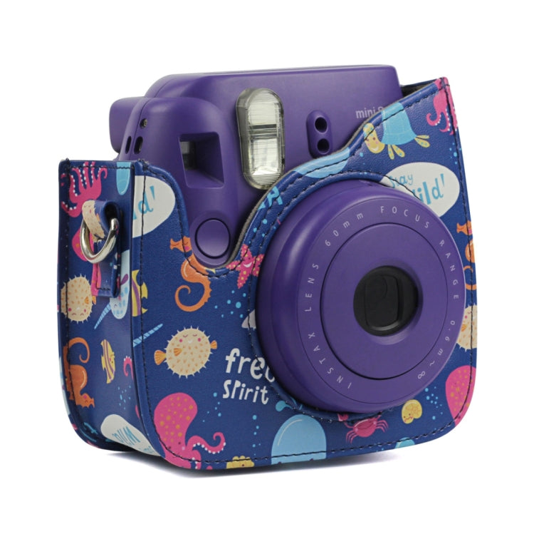 海洋世界圖案肩包保護套適用於Fujifilm Instax Mini 8 8+ 9相機