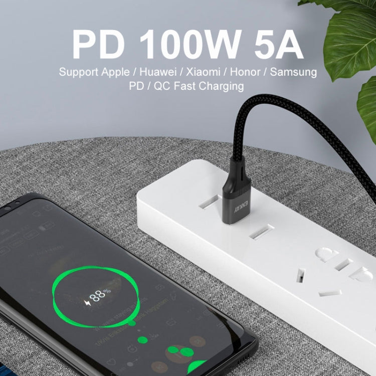 ENKAY PD100W USB-A / USB-C轉Type-C一拖二5A超級快充線 線長1m