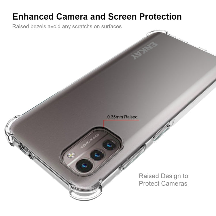 適用於 諾基亞G21 / G11 ENKAY 透明防摔系列 四角加厚帶防滑條透明TPU手機防摔保護殼