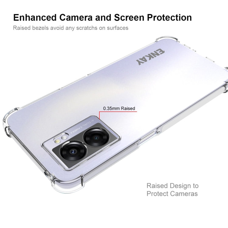 適用於 OPPO A57 5G 2022 ENKAY 透明防摔系列 四角加厚帶防滑條透明TPU手機防摔保護殼
