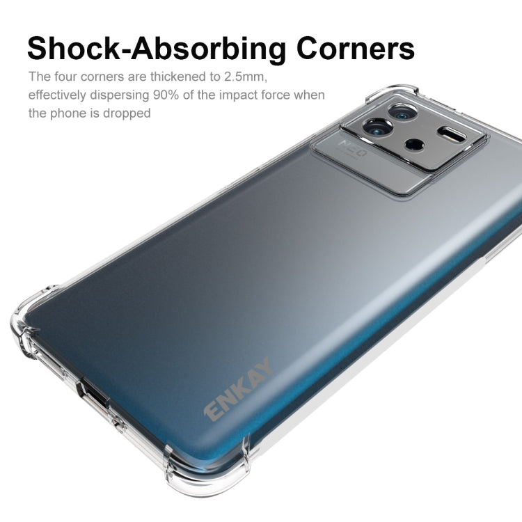 適用於 vivo iQOO Neo6 5G ENKAY 透明防摔系列 四角加厚帶防滑條透明TPU手機防摔保護殼