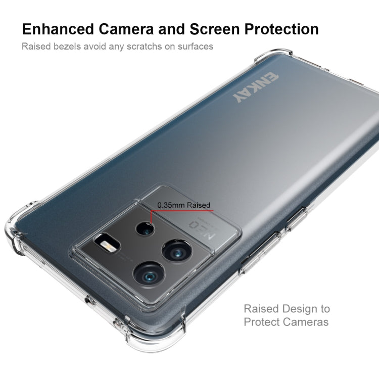 適用於 vivo iQOO Neo6 5G ENKAY 透明防摔系列 四角加厚帶防滑條透明TPU手機防摔保護殼