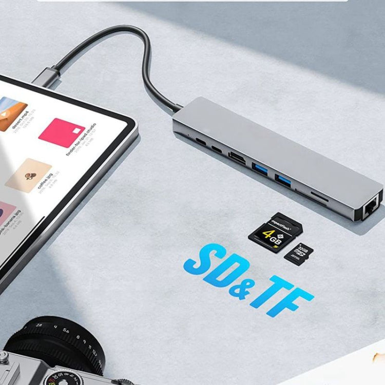 DS-20808 8 合 1 USB C 集線器多端口適配器，帶4K HDMI USB 3.0 端口、SD/TF 讀卡器、適用於MacBook Pro/Air 和其他USB-C設備