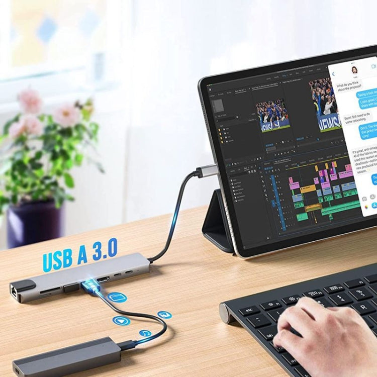 DS-20808 8 合 1 USB C 集線器多端口適配器，帶4K HDMI USB 3.0 端口、SD/TF 讀卡器、適用於MacBook Pro/Air 和其他USB-C設備