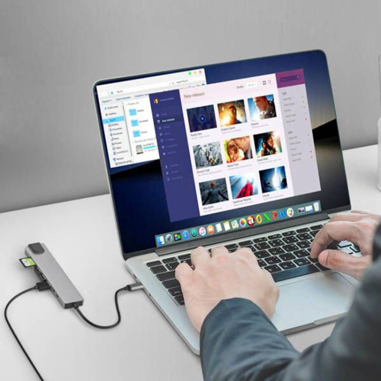 DS-20808 8 合 1 USB C 集線器多端口適配器，帶4K HDMI USB 3.0 端口、SD/TF 讀卡器、適用於MacBook Pro/Air 和其他USB-C設備