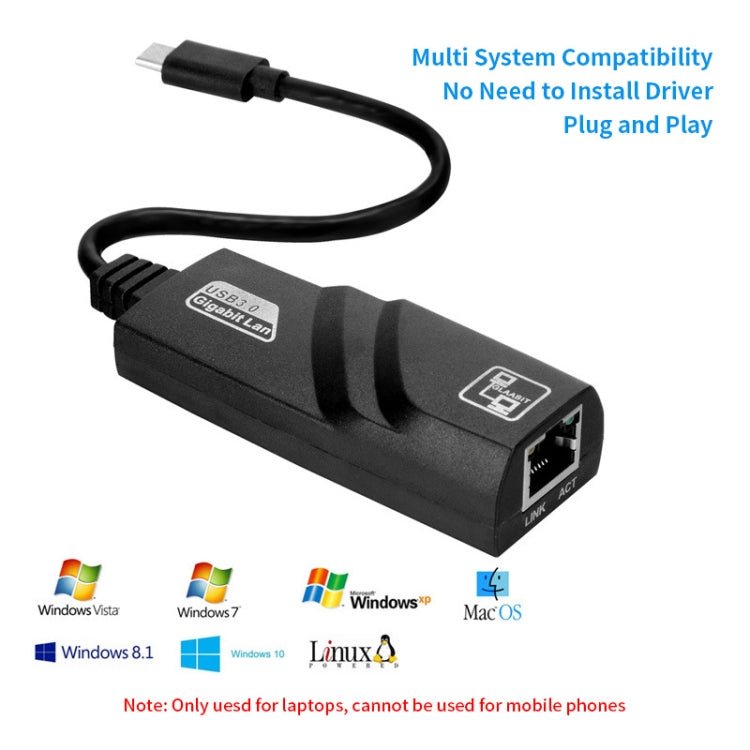 JSM USB 3.1 Type-C轉RJ45千兆以太網接口 適用於筆記本電腦