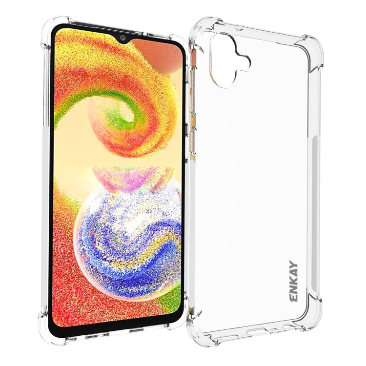 適用於 三星Galaxy A04 4G ENKAY 透明防摔系列 四角加厚帶防滑條透明TPU手機防摔保護殼